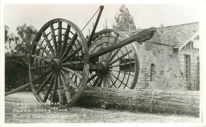 RPPC Postcard 6 Knott's Berry Place, Logging Wheels, Buena Park CA Orange County