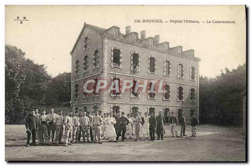 Old Postcard Army Barracks Military Hospital Bourges The Barracks