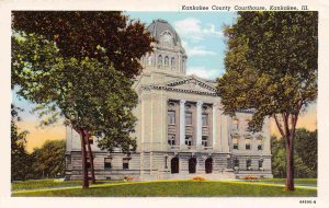 County Court House Kankakee Illinois 1940s linen postcard