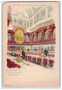 c1905 Deutschland Steamer Ship Interior Restaurant Hamburg America Line Postcard