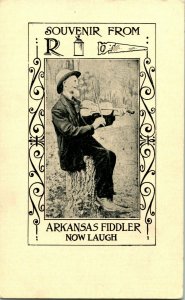 Vtg Postcard Souvenir From the Arkansas Fiddler - Now Laugh - Unused M13