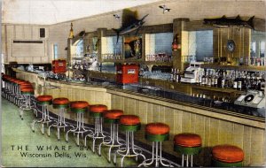 Linen Postcard Olson's Wharf Club in Wisconsin Dells, Wisconsin