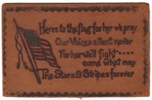 Leather, US Flag, Stars and Stripes Forever Vintage Postcard Y80