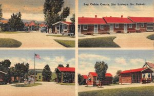 Hot Springs, SD South Dakota  LOG CABIN COURT Roadside Motel  ca1940's Postcard