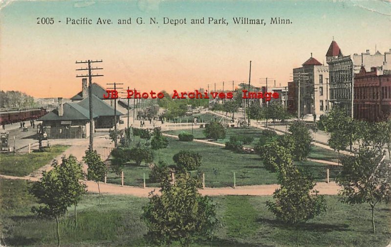 MN, Willmar, Minnesota, Pacific Ave, Railroad Station, Park, St Paul Souvenir