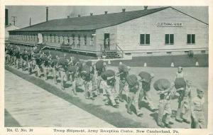 Postcard Old Troop shipment Army Reception Center New Cumberland PA Army