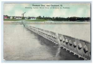 c1910's Fernbank Dam Cincinnati OH, Showing Lower River View Wickets Postcard