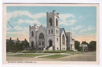 Methodist Church Carthage Illinois 1919 postcard