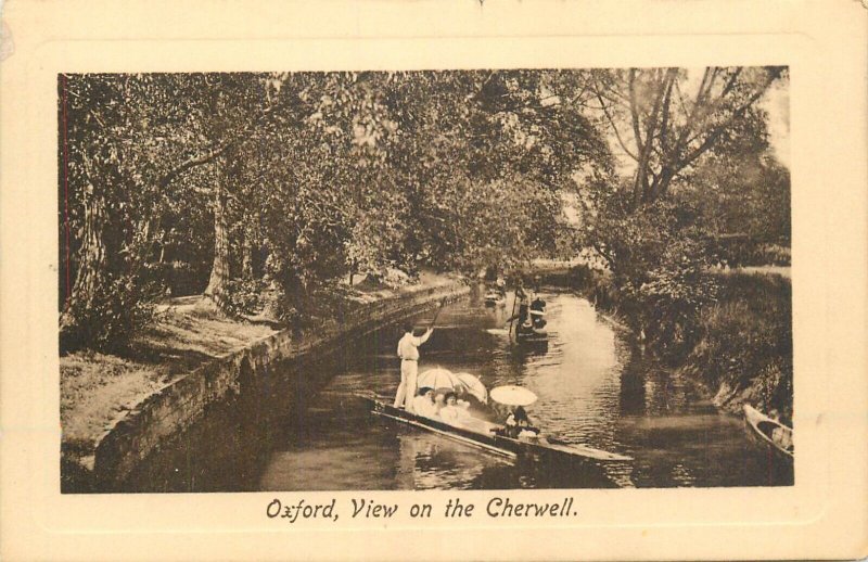 UK England sail & navigation themed postcard Oxford Cherwell chanel gondola