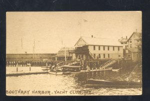 BOOTHBAY HARBOR MAINE YACHT CLUB BOATS VINTAGE POSTCARD