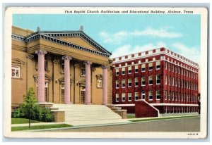 1944 First Baptist Church Auditorium Educational Building Abilene Texas Postcard 