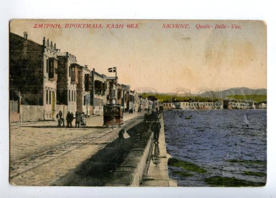 152118 Turkey SMYRNA Quay HORSE TRAM Car SMYRNE Izmir Vintage