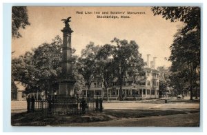 1921 Red Lion and Soldiers Monument, Stockbridge, Massachusetts MA Postcard