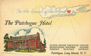 Baumann Long Island New York Patchogue Hotel roadside 1940s Postcard 21-2266