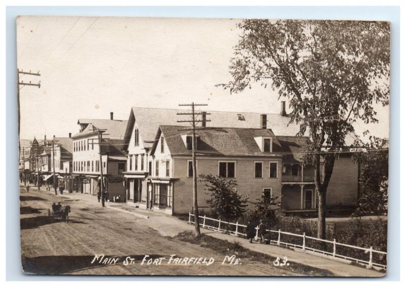 Postcard Main Street, Fort Fairfield, Maine ME *trimmed pc* RPPC H10