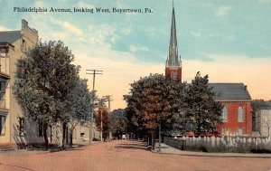 Boyertown Pennsylvania Philadelphia Ave., Looking W., Color Lithograph PC U8745