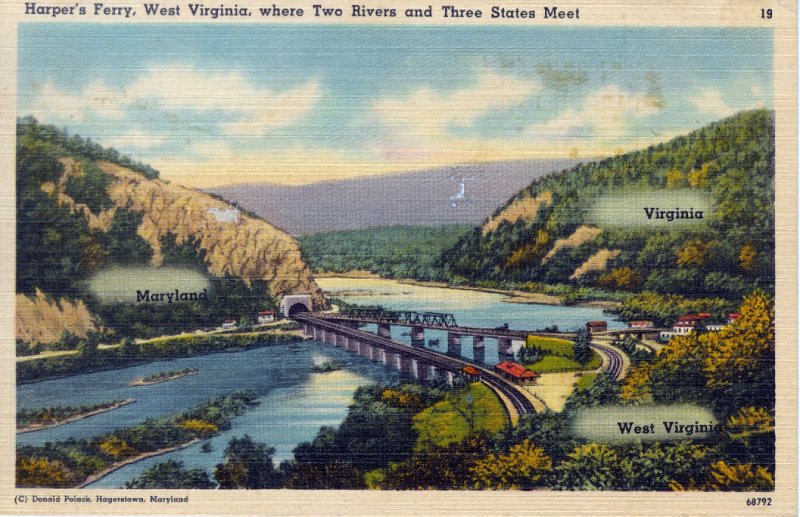 [ Linen ] US West Virginia - Harper's Ferry Where 3 States Meet