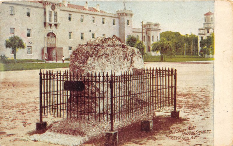 Charleston South Carolina 1912 Postcard Old Siege Wall Marion Square 