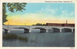 KANKAKEE, Illinois IL  WASHINGTON AVENUE BRIDGE ca1940's Curteich Linen Postcard