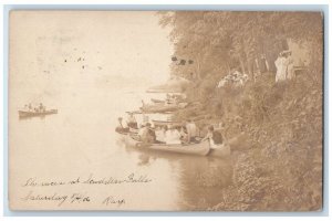 1906 Canoeing At Scudders Falls Ewing New Jersey NJ RPPC Photo Posted Postcard 