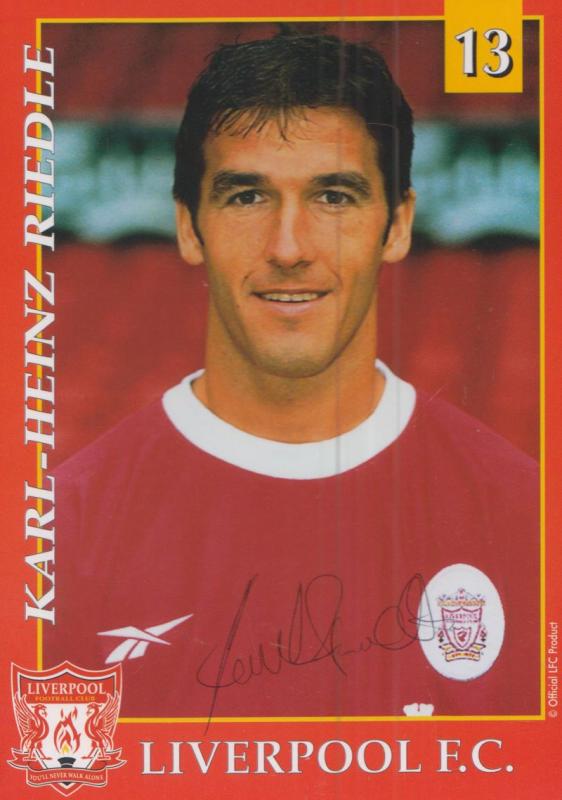 Karl Heinz Riedel of Liverpool Football Club Hand Signed Publicity Card Photo