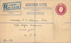 Entier Postal Stationery Postal Britain Great Britain 4 1 / 2d to New York