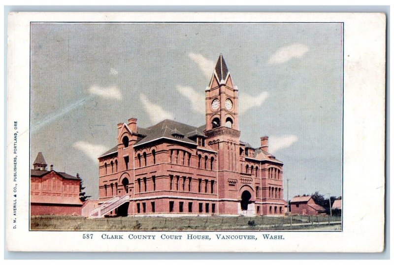 Vancouver Washington WA Postcard Clark County Court House c1905 Vintage Antique
