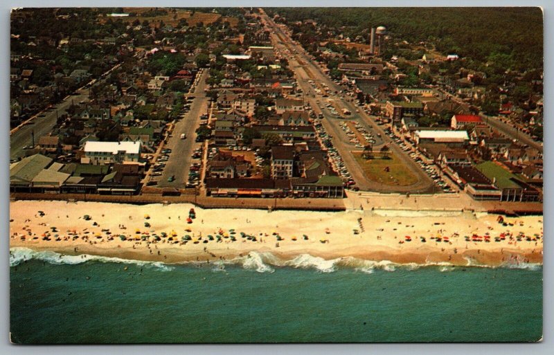 Postcard Rehoboth Beach DE c1960s Aerial View of Rehoboth Beach Summer Capital