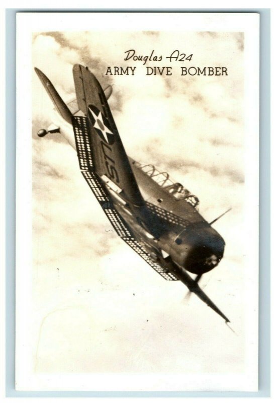 Circa 1940 WWII RPPC Douglas A24 Army Dive Bomber In Flight Vintage Postcard P15 