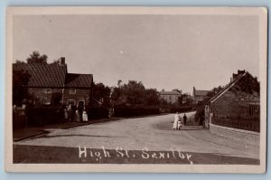 Saxilby Lincolnshire England Postcard View of High Street c1920’s RPPC Photo