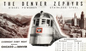 Vintage Postcard Denver Zephyrs Diesel Powered Stainless Steel Burlington Route