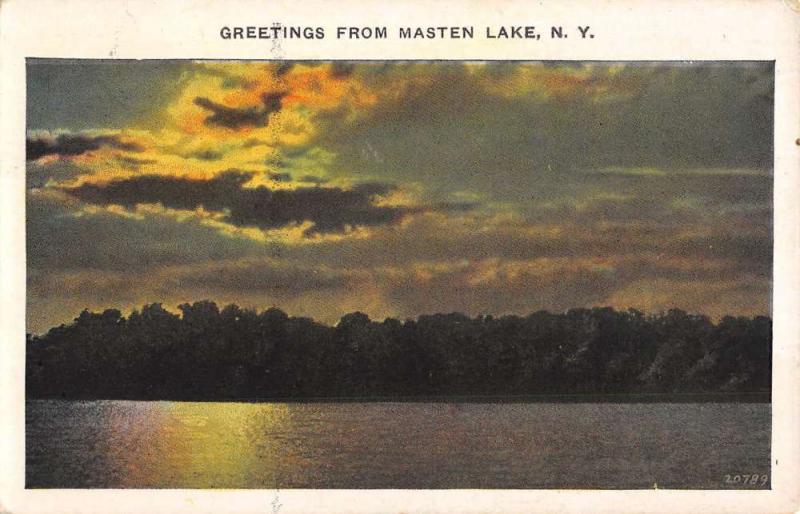 Masten Lake New York Sunset Waterfront Antique Postcard K88780