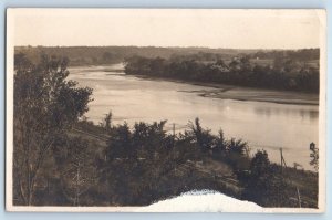 Bonaparte Iowa IA Postcard RPPC Photo View Of River 1910 Posted Antique