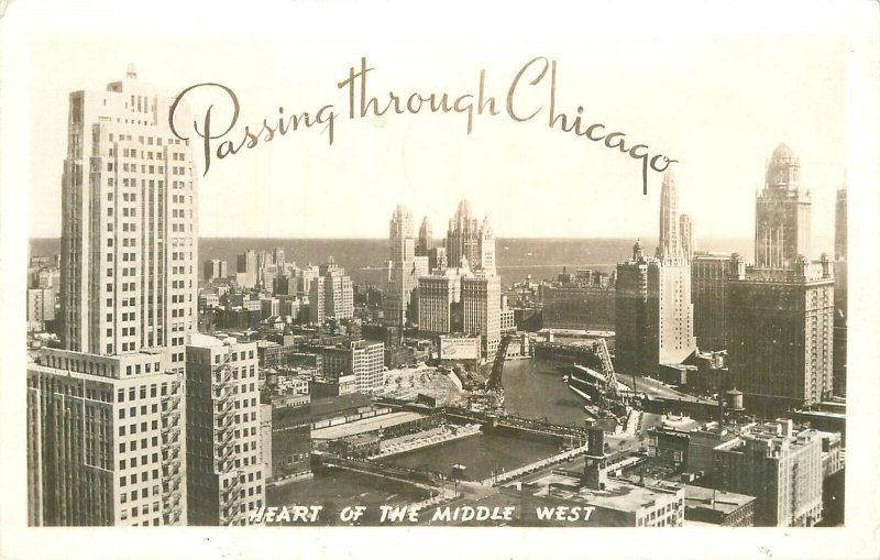 Postcard RPPC Photo Illinois Chicago Birdseye 22-13937