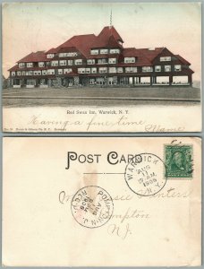 WARWICK N.Y. RED SWAN INN 1905 UNDIVIDED ANTIQUE POSTCARD