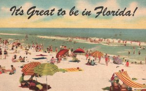 Vintage Postcard 1966 It's Great To Be In Miami Beach Florida Sand Ocean Breeze