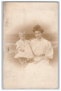 1907 Studio Woman Child Harrisburg Pennsylvania PA RPPC Photo Antique Postcard 