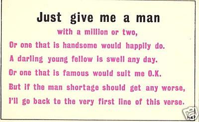 JUST GIVE ME A MAN WITH A MILLION OR TWO COMIC POSTCARD