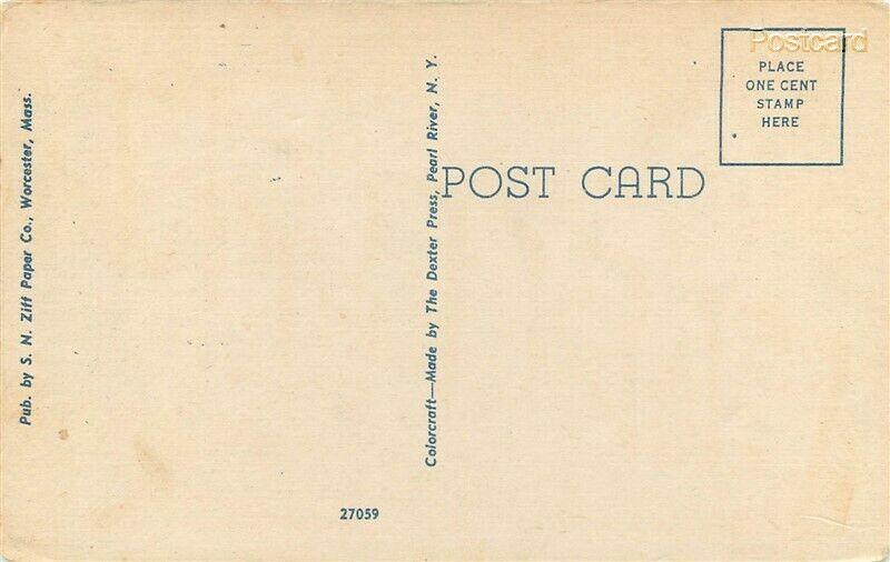 MA, Worcester, Massachusetts, Large Letter, Colorcraft No. 27059