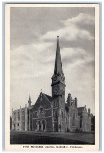 Memphis Tennessee TN Postcard First Methodist Church Exterior Roadside c1940's