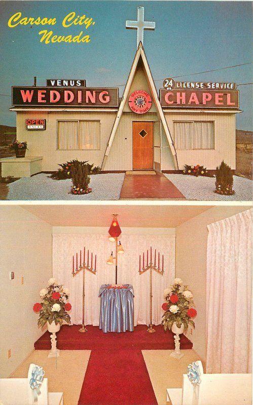 Carson City Nevada 1960s Venus Wedding Chapel Interior Roberts postcard 9756