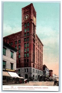 Portland Oregon OR Postcard Oregonian Building Exterior Roadside c1905's Antique