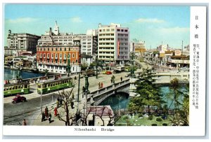 c1950's Building View Nihonbashi Bridge Tokyo Japan Trolley Car Postcard