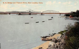 R.R Bridge And Thames River New London, Connecticut CT