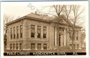 c1910s Manchester, IA RPPC Public Library Real Photo Roman Architecture A13 