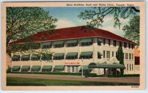 TEMPLE, Texas  TX   SCOTT and WHITE CLINIC  Main Building  ca 1940s   Postcard