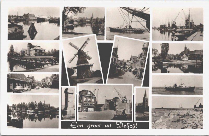 Netherlands Een Groet Uit Delfzijl Vintage RPPC 09.18