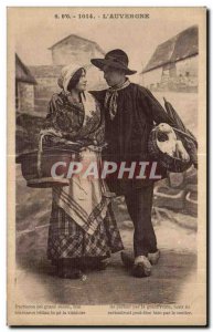 Old Postcard The Auvergne Couple Folklore Costume