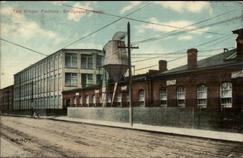 Bridgeport CT Singer Factory c1910 Postcard