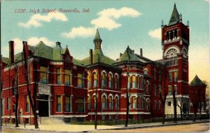 View of High School, Evansville IN Vintage Postcard W39